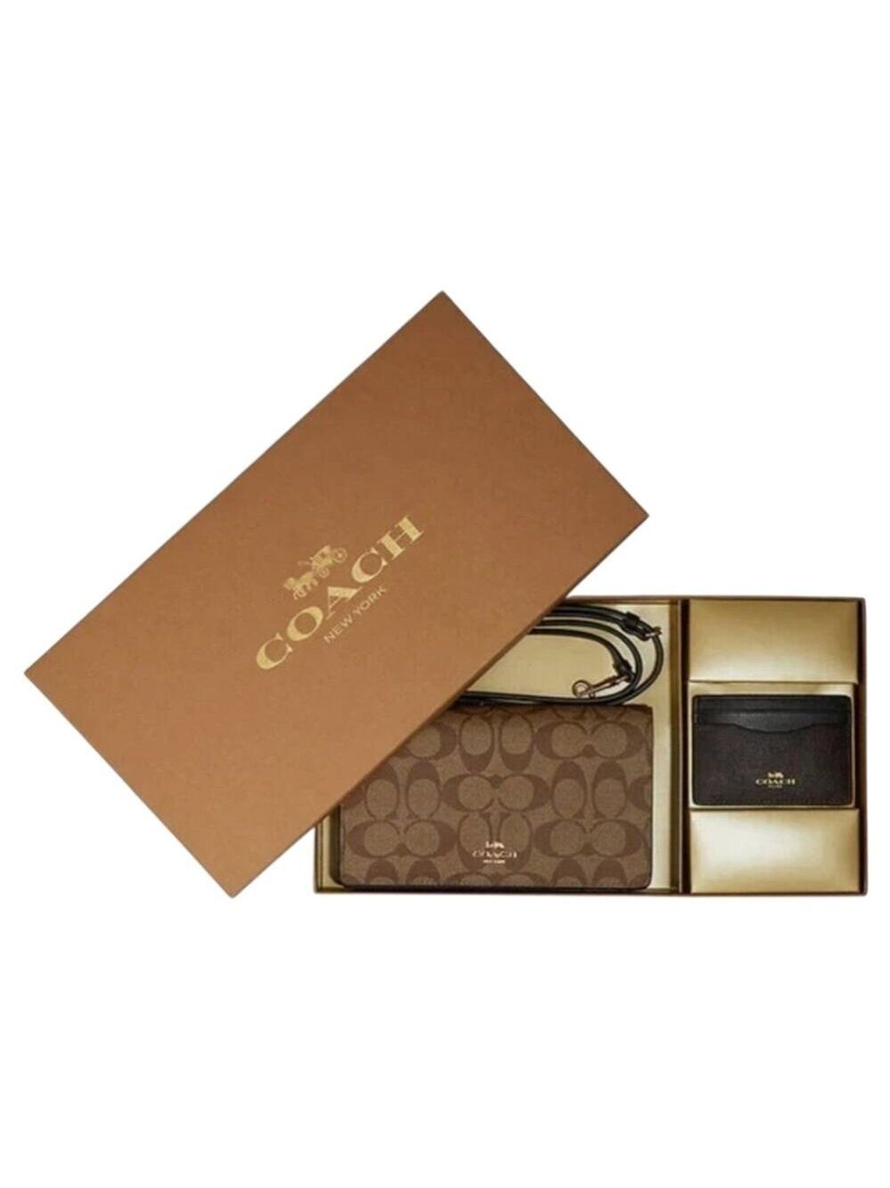 NEW COACH ANNA FOLDOVER CLUTCH CROSSBODY PURSE & CARD CASE GIFT BOXED SET